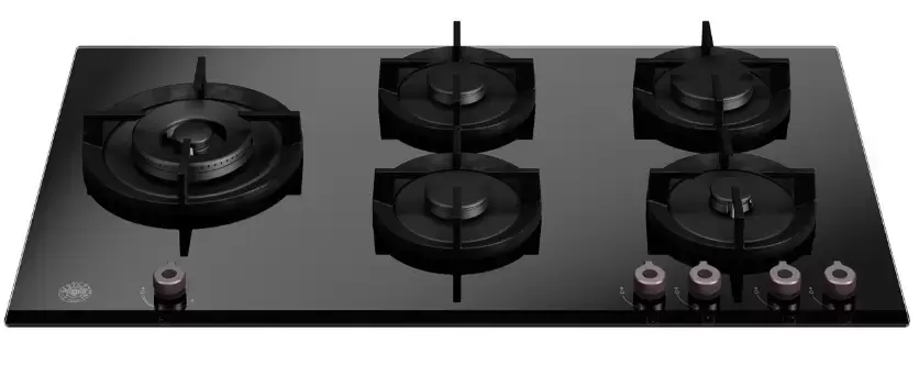 Газовая варочная панель шириной 90см, 5 конфорок на стекле, включая двойной WOK Bertazzoni P905LPROGNE