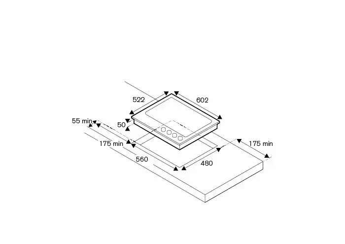 Газовая варочная панель шириной 60см, 4 конфорки, включая WOK Bertazzoni P604LPROX