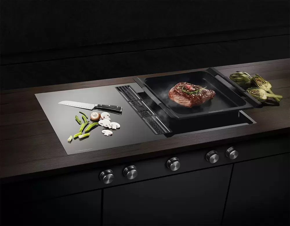 Индукционная варочная панель с вытяжкой Kuppersbusch KMI 9850.0 SR Black Chrome (отгружается KMI 985